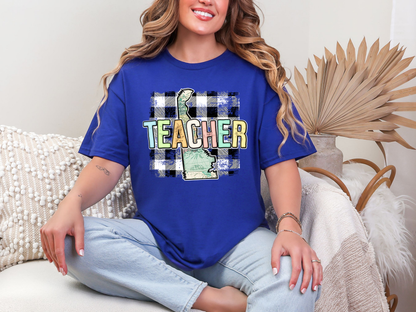 Teacher State Gingham Delaware DTF TRANSFER