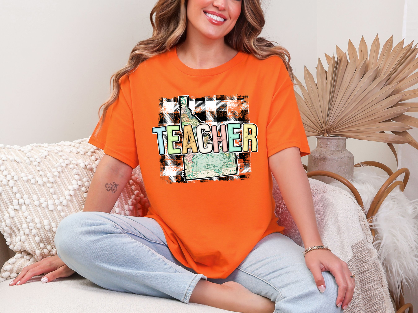 Teacher State Gingham Idaho DTF TRANSFER