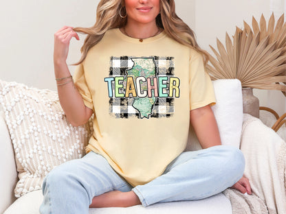 Teacher State Gingham Illinois DTF TRANSFER