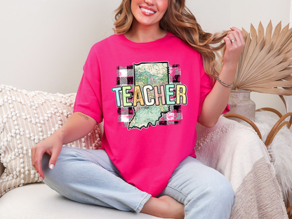 Teacher State Gingham Indiana DTF TRANSFER