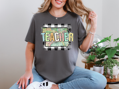 Teacher State Gingham Iowa DTF TRANSFER