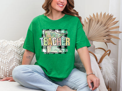 Teacher State Gingham Minnesota DTF TRANSFER