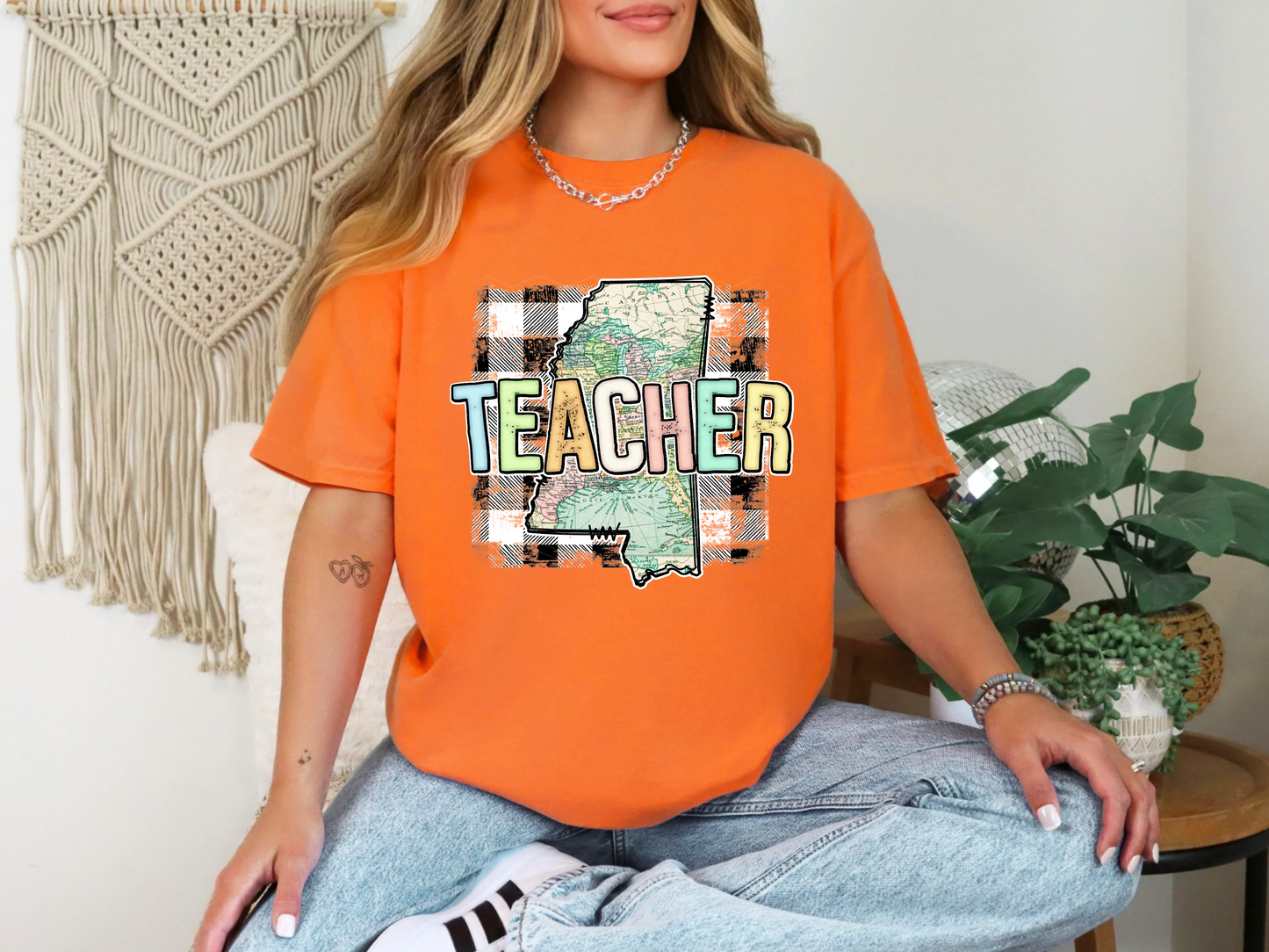 Teacher State Gingham Mississippi DTF TRANSFER