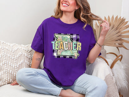 Teacher State Gingham Missouri DTF TRANSFER