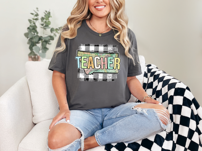 Teacher State Gingham Montana DTF TRANSFER
