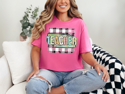 Teacher State Gingham Nebraska DTF TRANSFER