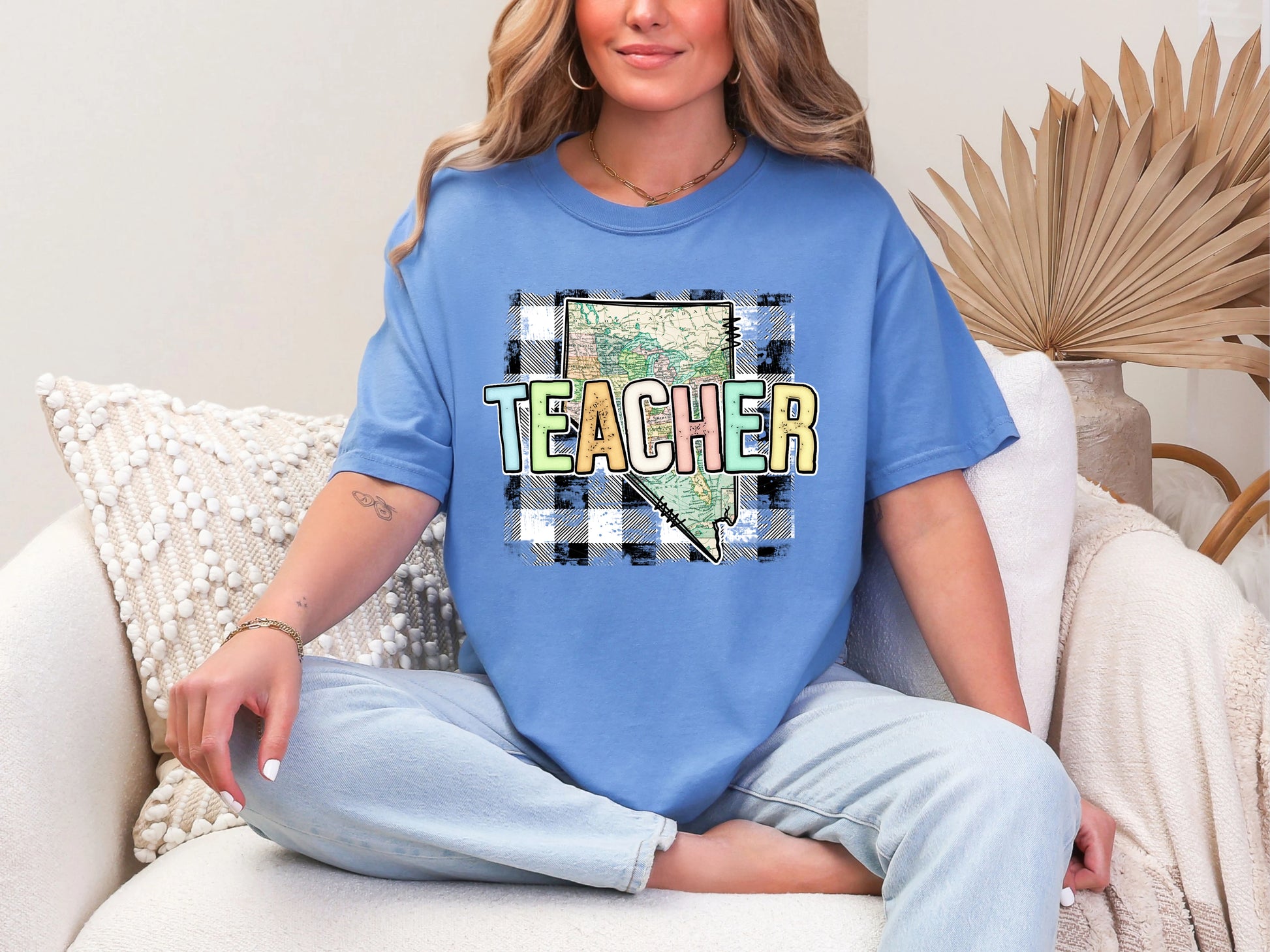 Teacher State Gingham Nevada DTF TRANSFER