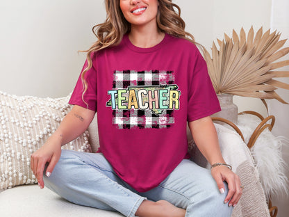 Teacher State Gingham North Carolina DTF TRANSFER