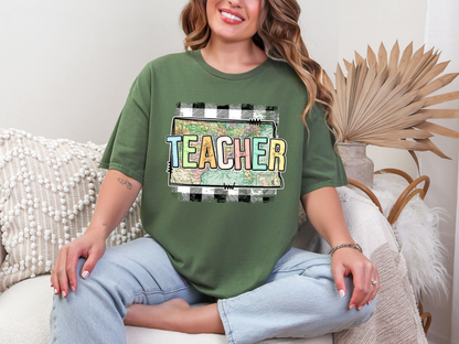 Teacher State Gingham North Dakota DTF TRANSFER