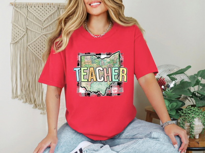 Teacher State Gingham Ohio DTF TRANSFER