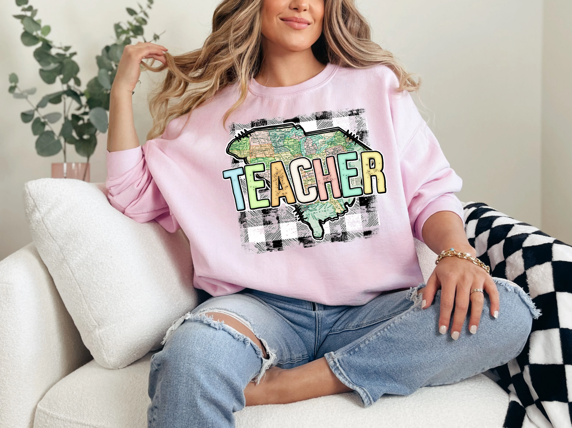 Teacher State Gingham South Carolina DTF TRANSFER