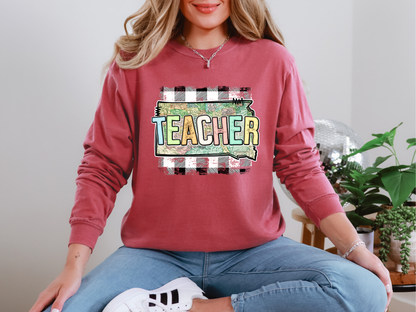 Teacher State Gingham South Dakota DTF TRANSFER