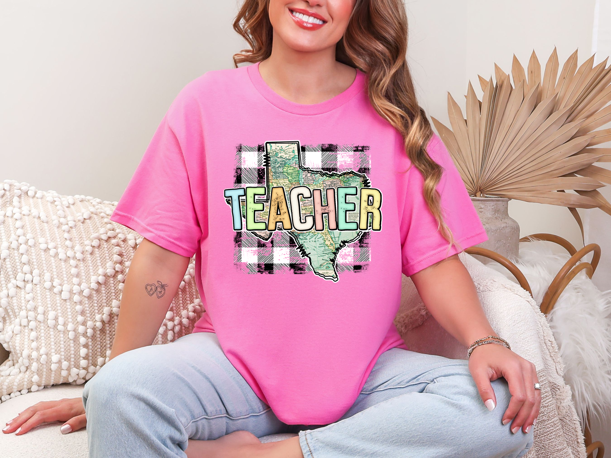 Teacher State Gingham Texas DTF TRANSFER