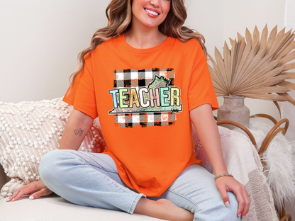 Teacher State Gingham Virginia DTF TRANSFER