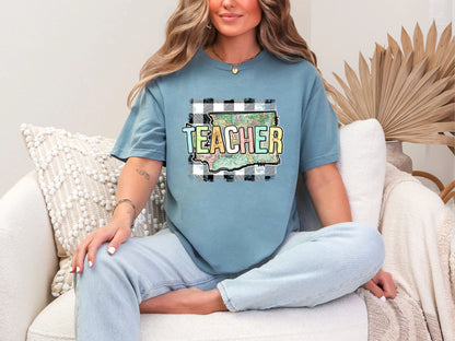 Teacher State Gingham Washington DTF TRANSFER