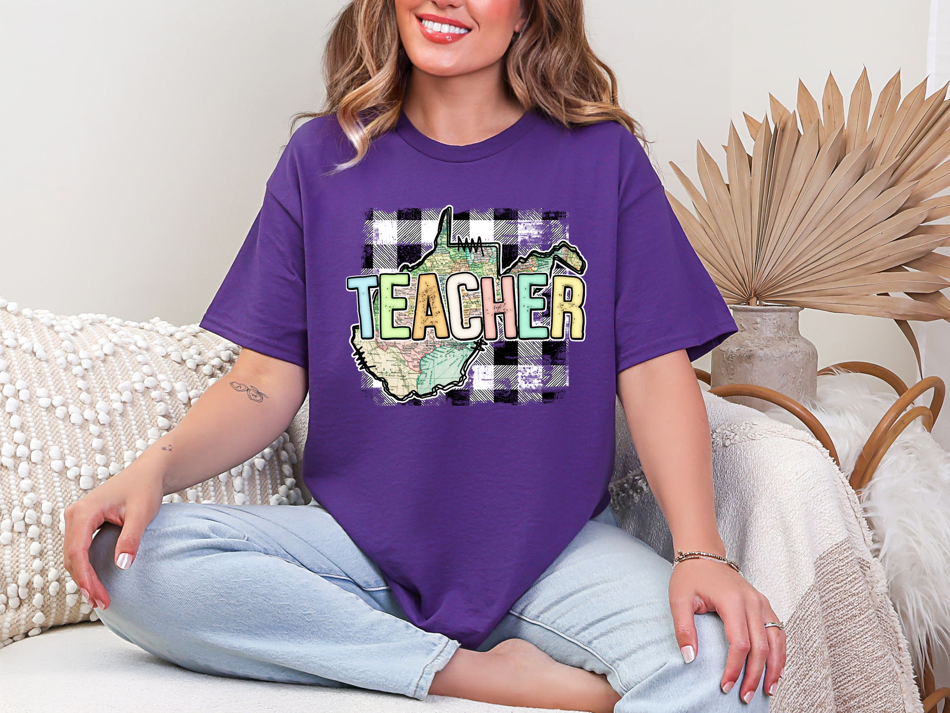 Teacher State Gingham West Virginia DTF TRANSFER