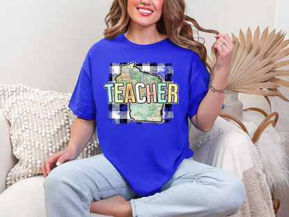 Teacher State Gingham Wisconsin DTF TRANSFER