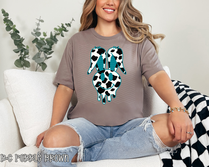 Teal Cow Print Melting Bunny