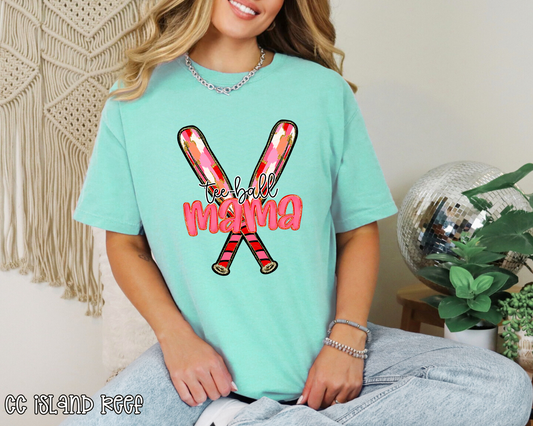 Tee-ball Mama Brushstroke Bats DTF TRANSFER