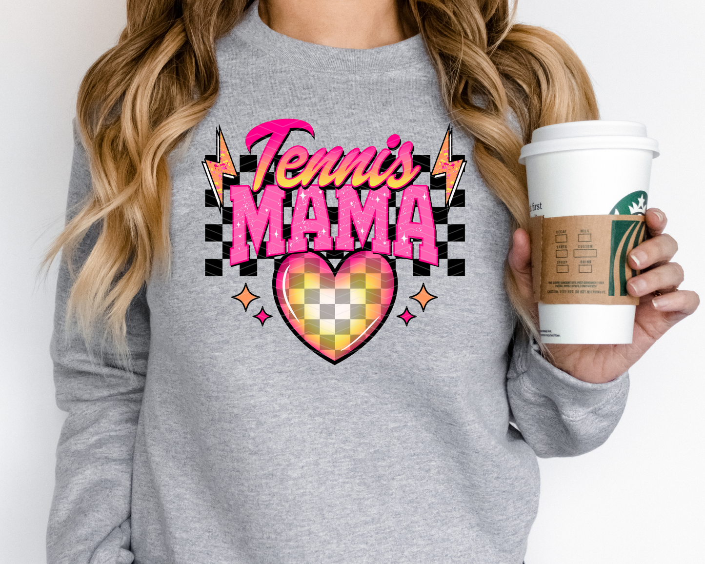 Tennis Mama Checkered Heart