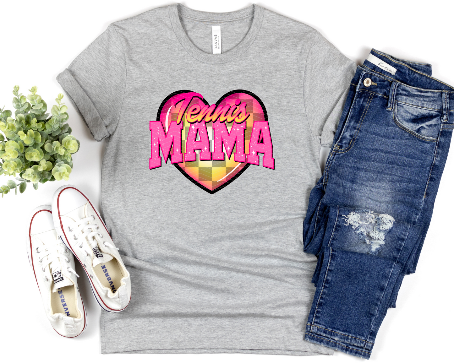 Tennis Mama Checkered Heart