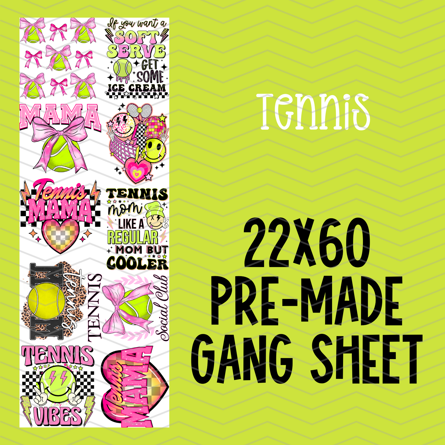 Tennis Pre-Made Gang Sheet - 22x60