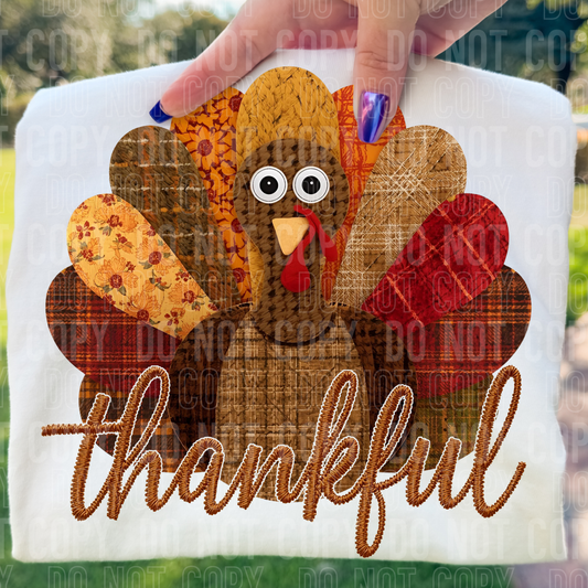 Thankful Turkey Patchwork DTF TRANSFER