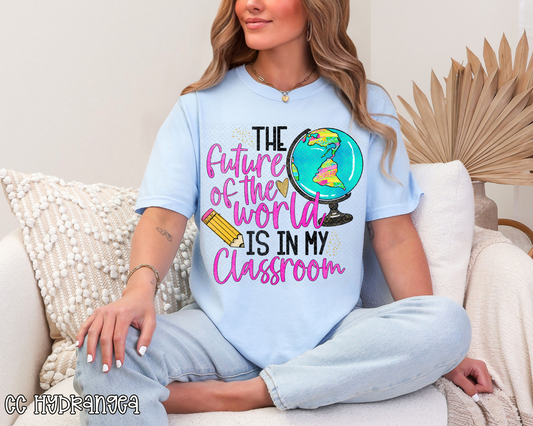 The Future of the World Is In My Classroom Hot Pink Tie-Dye DTF TRANSFER