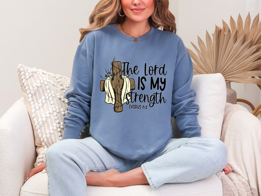 The Lord Is My Strength Wooden Cross DTF TRANSFER