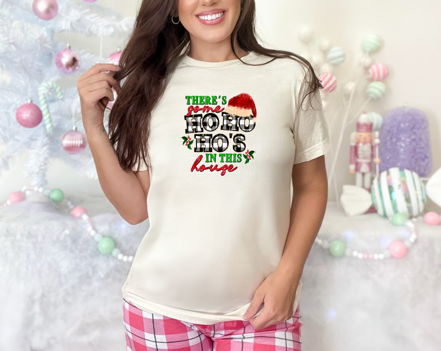 There's Some Ho Ho Ho's In This House Plaid DTF TRANSFER