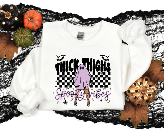 Thick Thighs Spooky Vibes checkered DTF TRANSFER