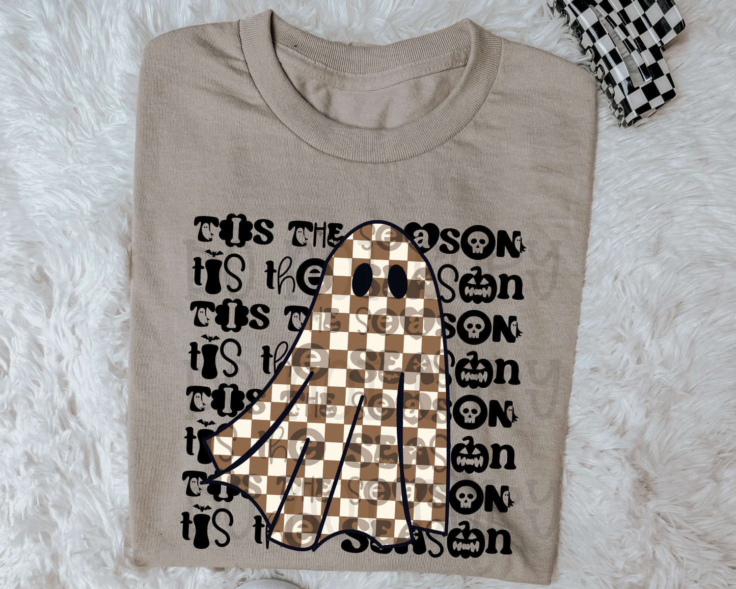 Tis The Season Checkered Ghost | Multiple Colors | DTF TRANSFER