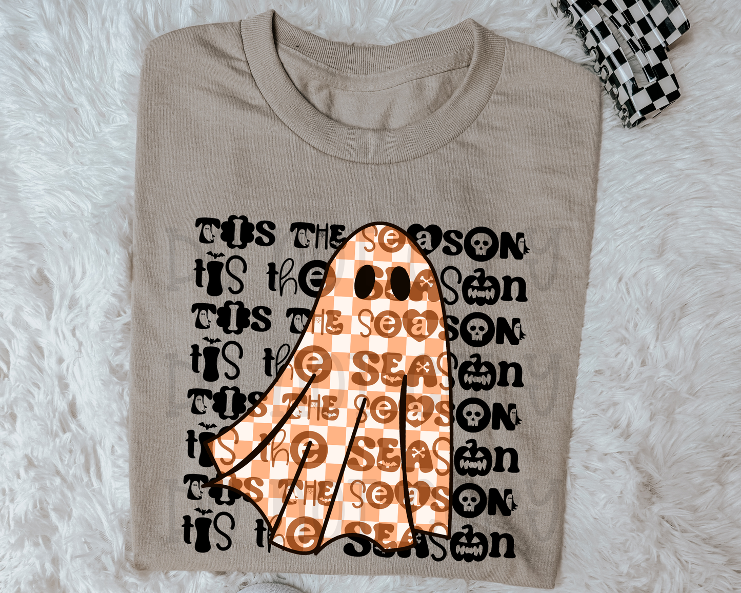 Tis The Season Checkered Ghost | Multiple Colors | DTF TRANSFER