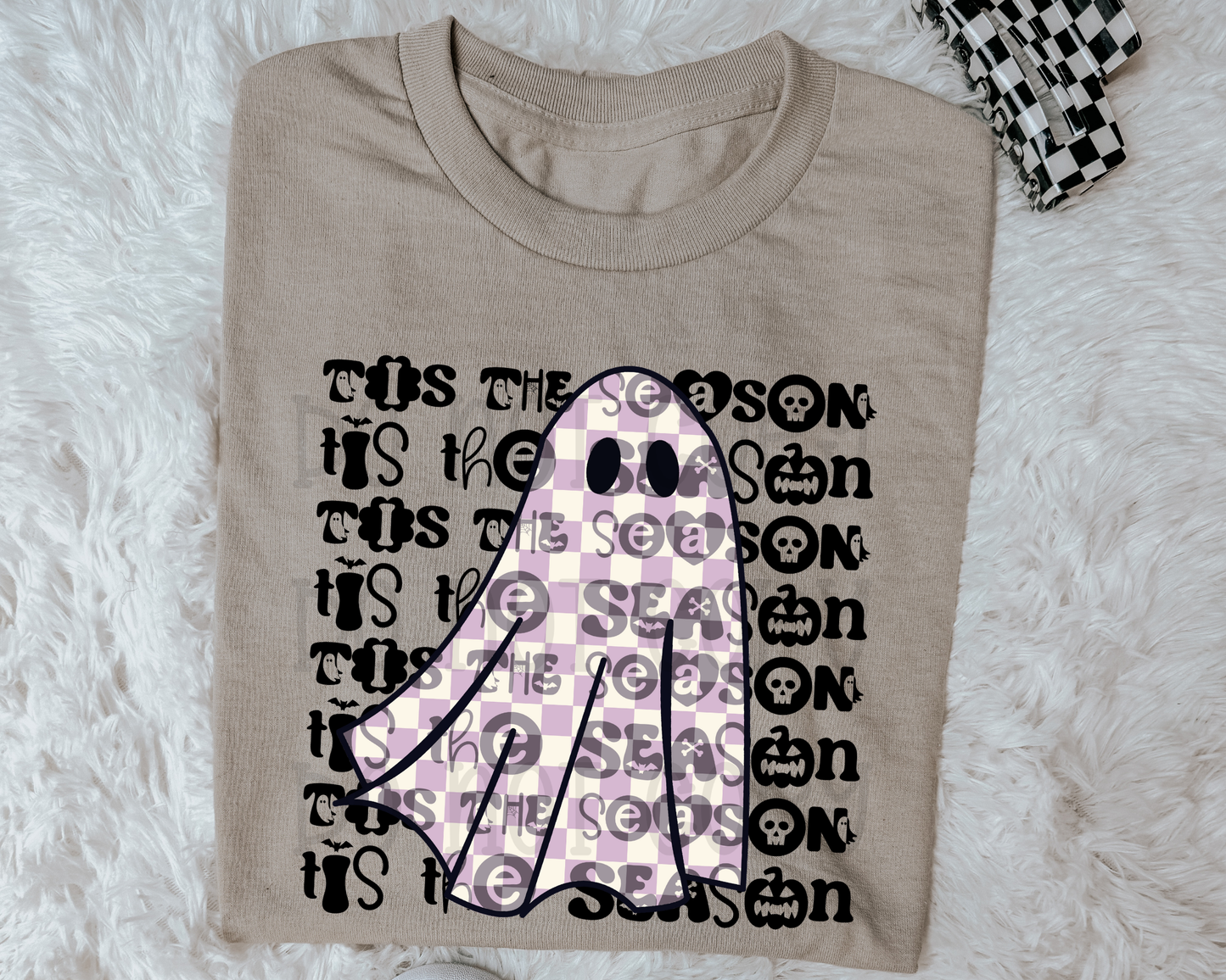 Tis The Season Checkered Ghost | Multiple Colors | DTF TRANSFER