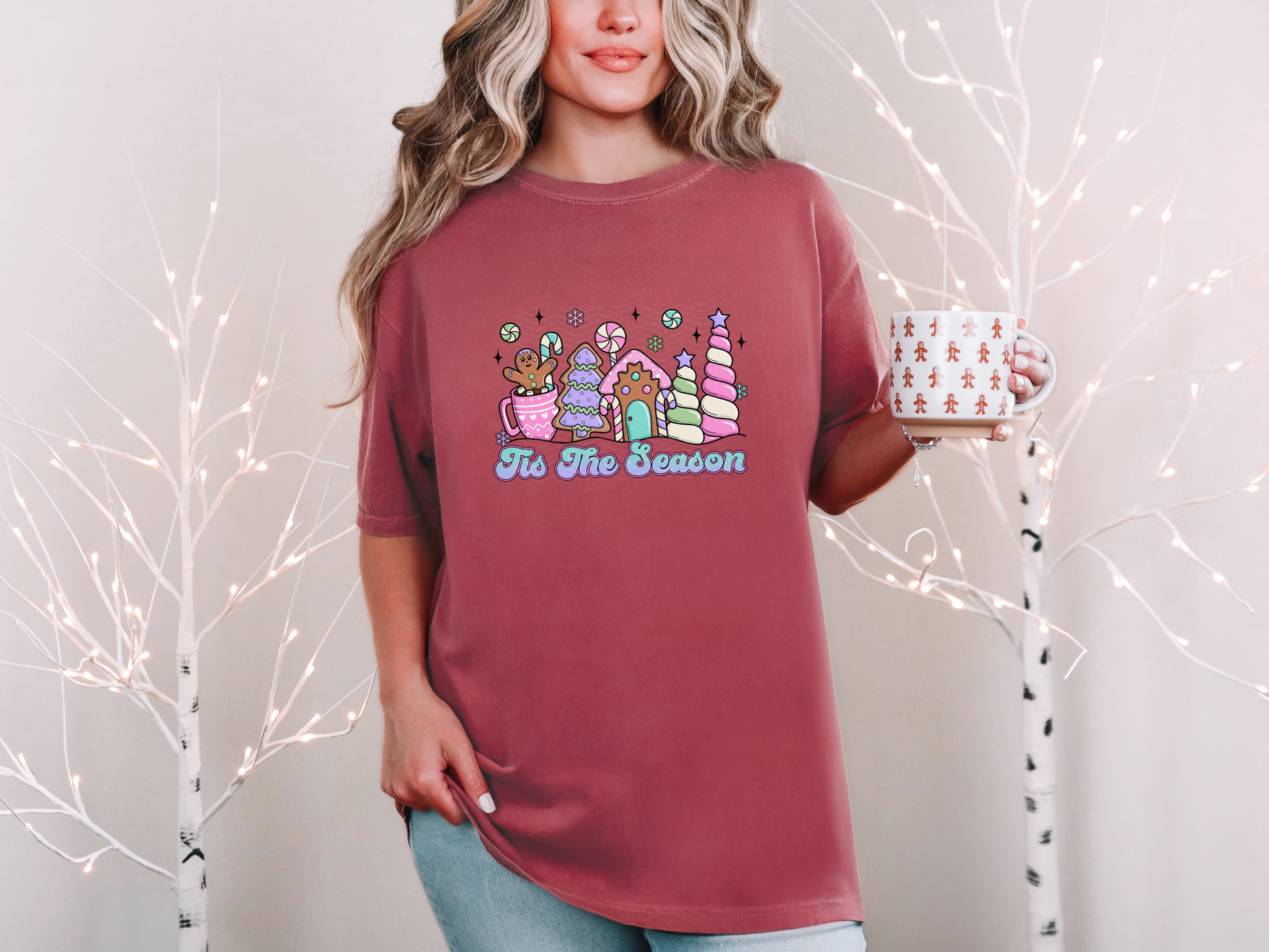 Tis The Season Pastel Gingerbread House DTF TRANSFER