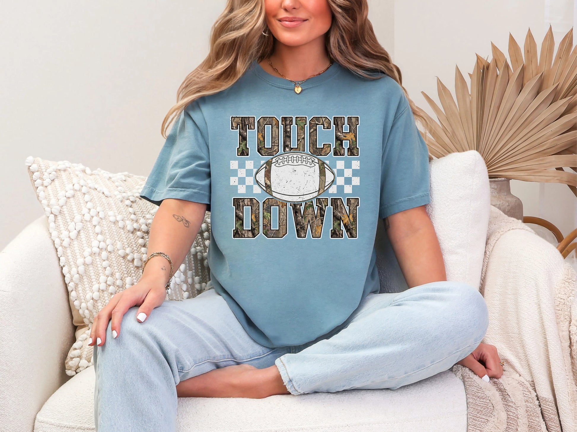 Touch Down Camo Football DTF TRANSFER