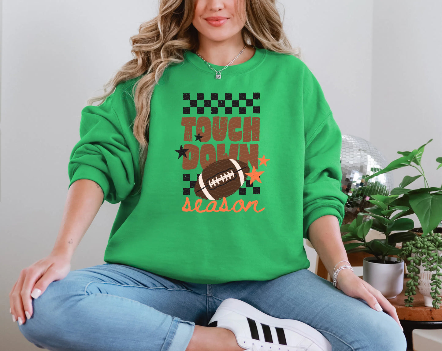 Touch Down Football Checkered Border DTF TRANSFER