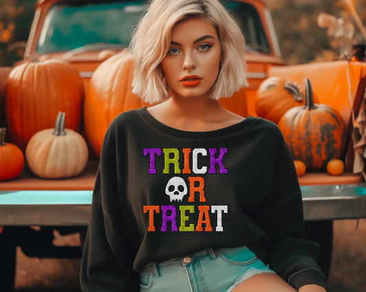 Trick or Treat Faux Patch Colorful DTF TRANSFER