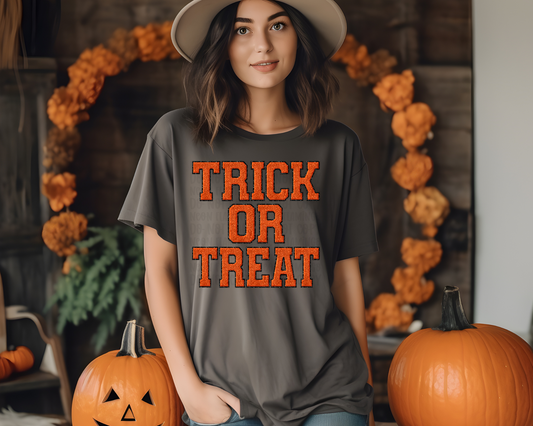 Trick or Treat Faux Patch Orange DTF TRANSFER