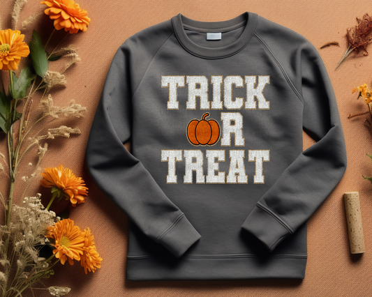 Trick or Treat faux patch white