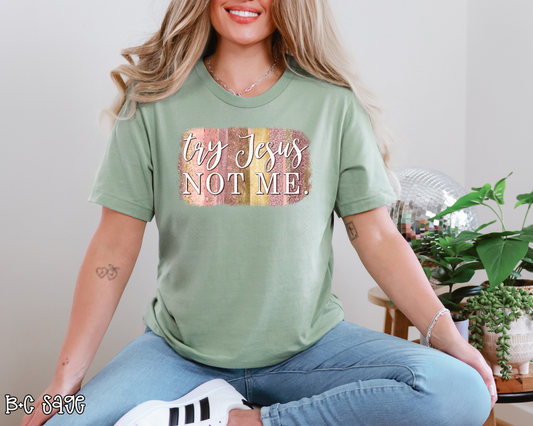 Try Jesus Not Me DTF TRANSFER