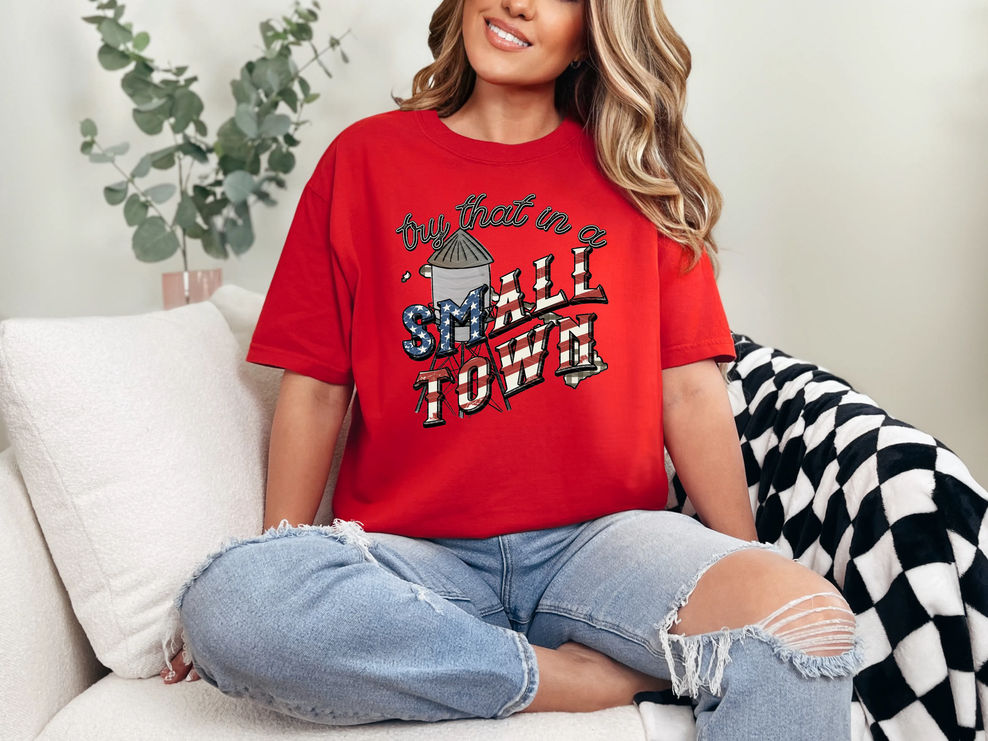 Try That in a Small Town Gingham HI DTF TRANSFER