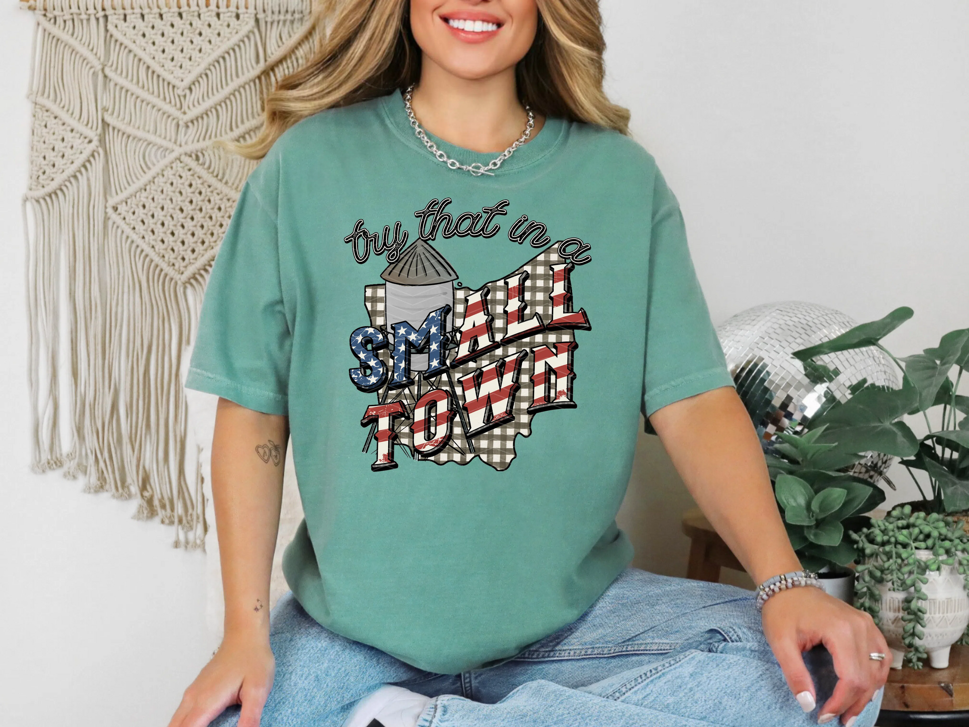 Try That in a Small Town Gingham OH DTF TRANSFER
