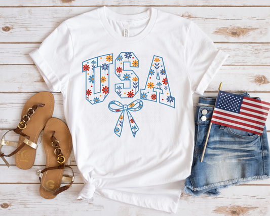 USA Bow & Flowers DTF TRANSFER