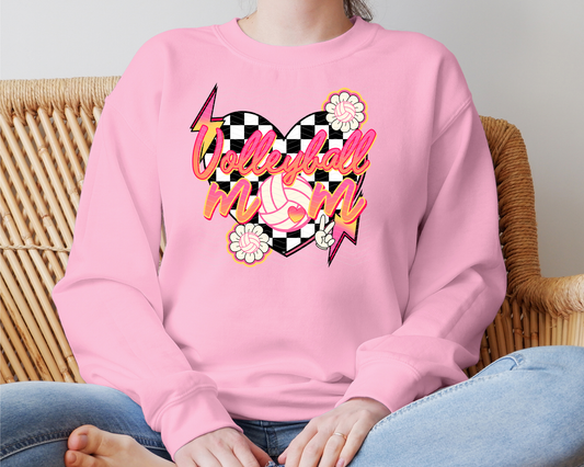 Volleyball Mom Checkered Heart Lightning