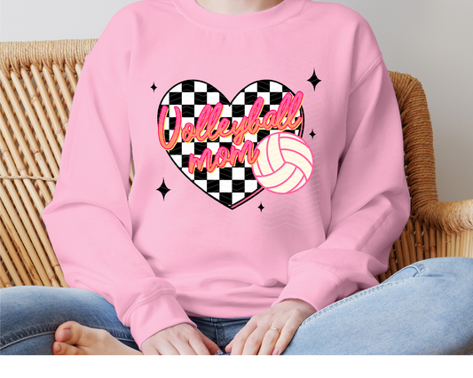 Volleyball Mom Checkered Heart