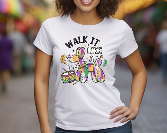 Walk It Like A Dog Mardi Gras DTF TRANSFER