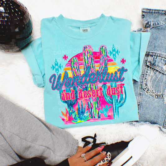 Wanderlust and Desert Dust Neon Scene DTF TRANSFER