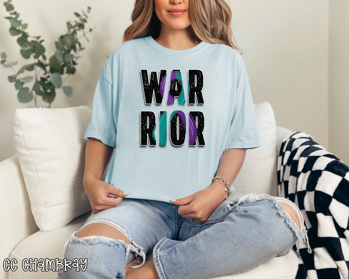 Warrior Teal Purple Ribbon DTF TRANSFER