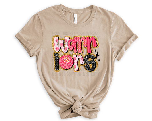 Warriors Pink Retro Glitter DTF TRANSFER